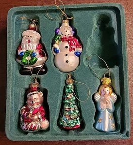 Vintage Thomas Pacconi Blown Glass Christmas Ornaments Set Of 5 Rare - Picture 1 of 11