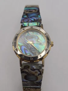LA Express Women Analog Quartz Watch Abalone Stretch Band New Battery Working - Picture 1 of 12