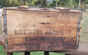 Vintage Atlas Brewing Co. Chicago Illinois Holz Werbung Kiste Box - Bild 1 von 22
