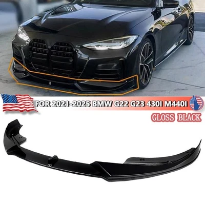 For 21-25 BMW G22 G23 430i M440i AC Style Glossy Black Front Bumper Lip Splitter Foto 1 de 4