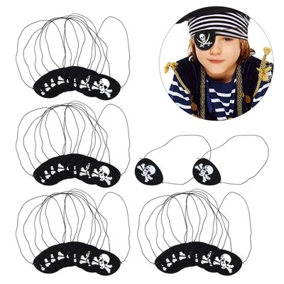 36pcs Pirate Eye Patch Black Felt White Skull Halloween Theme Decoration For BS - Image 1 of 4
