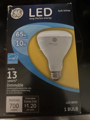 GE LED 65w 10W LED BR30 Soft White Indoor Floodlight Dimmable Light Bulb - Image 1 of 4