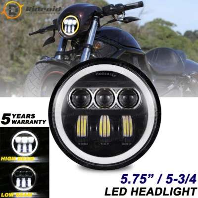 5.75'' 5-3/4 inch LED Hi/Lo Beam Headlight for Honda Rebel 250 450 Shadow 1100 - Image 1 of 4