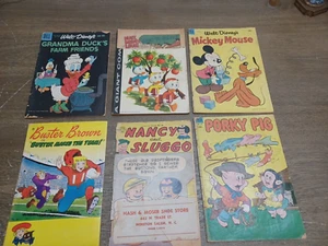 6 vecchi fumetti Buster Brown, Porky, Mickey, Sluggo, Grandma Duck, Huey Dewey Louie - Foto 1 di 16