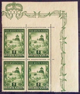 LIECHTENSTEIN 1952 Cpl XF POSTFRISCH ** Block, Vaduz Schlossbauberg, Landschaften - Bild 1 von 2
