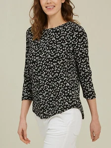 Para mujer Nueva Mezcla Floral Botones Espalda Brisa Curva Dobladillo Top Mangas Completas Talla Grande - Imagen 1 de 6