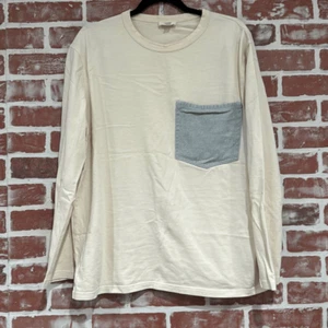 COS Mens Organic Cotton Long Sleeve Top With Denim Contrast Pocket Size L - Picture 1 of 8