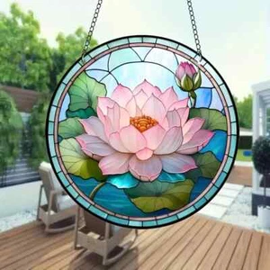 Lotus Suncatcher Double Sided Round Acrylic Wall Art Decor - Picture 1 of 3
