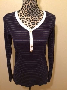 TOMMY HILFIGER - DARK BLUE MULTI-COLOR BLOUSE - M - Picture 1 of 3