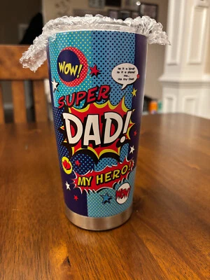 BRAND NEW Super Dad My Hero No.1 Dad Nutrition Facts Tumbler 20oz - Image 1 of 2