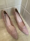 Pink Lace Women’s Pump, Pointed Toes, Made In Korea Size 230, Narrow, US 5-5.5
