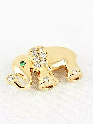 Anhänger "Elefant" aus 18 Karat Gold & Edelsteinen (Diamanten u. Smaragd) - Bild 1 von 4