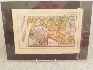 Antique Miniature Map of Maryland & Washington DC with Write Up from 1880s Atlas - Picture 1 of 3