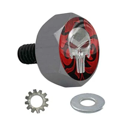 Gris Gunmetal - Perno de asiento hexagonal de aluminio Billet para Harley - Punish Skull Tribal Foto 1 de 4