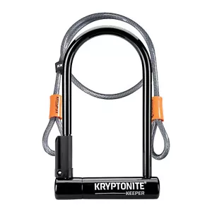 Kryptonite Keeper U-Lock 4 x 8" Keyed Black Includes 4' Cable and Bracket - Picture 1 of 1