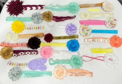 Headbands, Baby/Toddler, Lg set of 23, Flowers, Ribbon, Variety of Colors, HP023 - Image 1 of 4