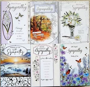 6 Sympathy Cards, Condolence Mourning Bereavement Sorry for your Loss 6 pack /B1 - Picture 1 of 12