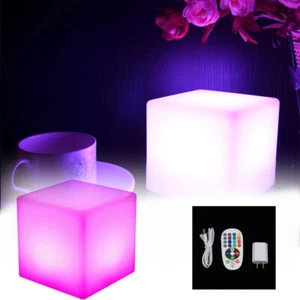 16" LED Cube Light Pub Bar Stool 16 RGB Colors Changing Chair w/Remote Control - Picture 1 of 12