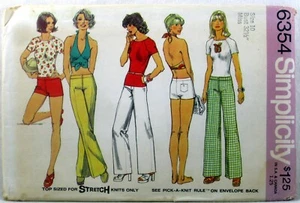 SIMPLICITY PATTERN 6354 Pullover Halter Hip Hugger Pants SIZE 10 BUST 32.5 - Picture 1 of 2