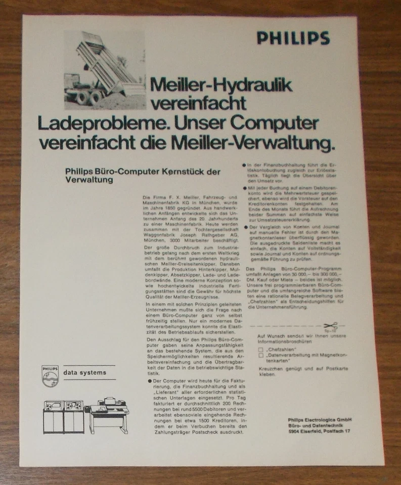 Seltene Werbung PHILIPS Büro-Computer - Vereinfacht Verwaltung 1970 - Image 1 of 1