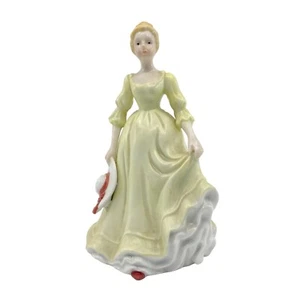 Vintage Porcelain Charlotte Lady Figurine Yellow Dress Gown Woman Statue Bisque - Picture 1 of 8