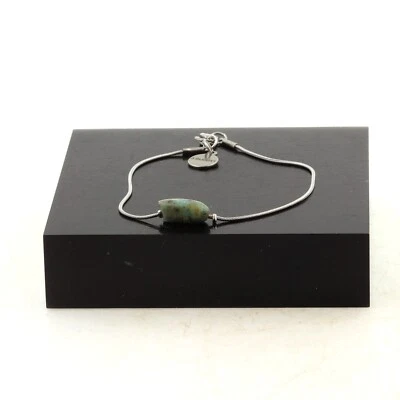 Armband Aus Edelstahl Mit Einer Türkisen Afrikanischen Perle In Freier Form - Bild 1 von 2