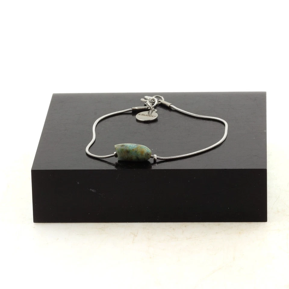 Pulsera Acero Inoxidable 1 Cuentas Turquesa Africana De África Forma Libr Foto 1 de 1