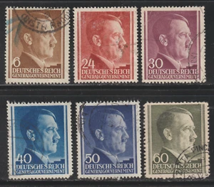 Poland 1941-43 SC# N77 - N89 - Adolf Hitler - Six different stamps Used Lot #487 - Picture 1 of 2