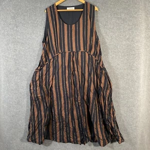 Virtuelle Dress Womens 20 Plus Black Bronze A Line Striped Midi Office Career Z1 - Picture 1 of 12