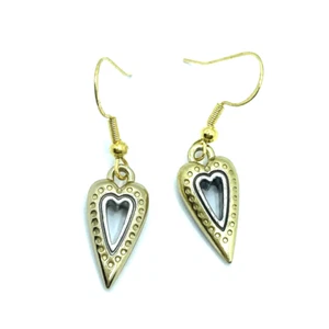 Brighton Gold Hearts Outlining Silver Inside Love Custom Earrings - Picture 1 of 6