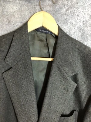 Burberry Blazer Para Hombres 44L Negro Ventana Cuadros Traje Abrigo Chaqueta Negocios Informal Foto 1 de 4