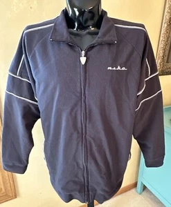 Vtg Nike Men Black Track Jacket Ribbed Texture Fabric Spell out Logo Sz XL - Picture 1 of 6