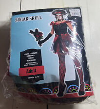 Womens Halloween Costume Size Medium (8-10) Dress & Headband Blk/Red Sugar Skull