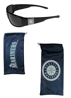 Gafas de sol Seattle Mariners cromadas envolventes con bolsa de microfibra con licencia MLB Foto 1 de 4