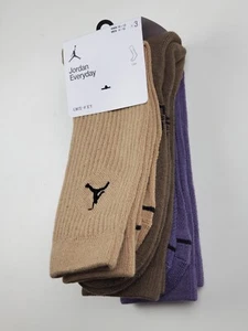 Nike Air Jordan Everyday Max Dri-Fit Crew Socks 3 Pairs Multi Color Men Large - Picture 1 of 18