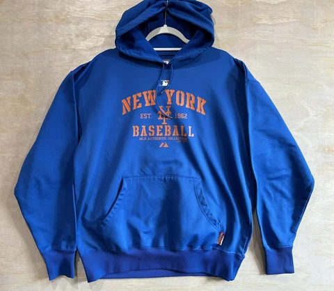 Majestic New York Mets MLB Authentic Baseball LRG Hoodie Sweatshirt Therma Base Cover
