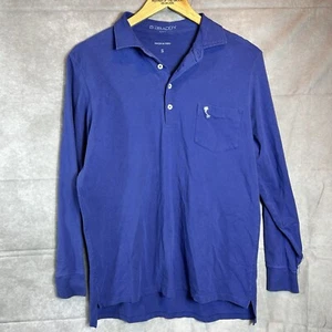 B. Draddy Pima Cotton Long Sleeve Chest Pocket Men's Polo Shirt Blue SMALL - Picture 1 of 5