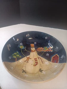 Huge Certified International Corp Serving Bowl Susan Winget Folk Snowman Winter - Picture 1 of 8