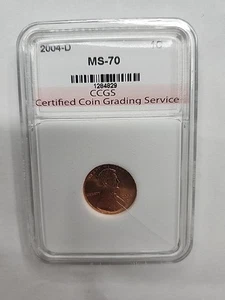 BRILLIANT 2004 D 1c GRADED MS70 RD Lincoln Penny Cent Coin CCGS #1284829 - Picture 1 of 12