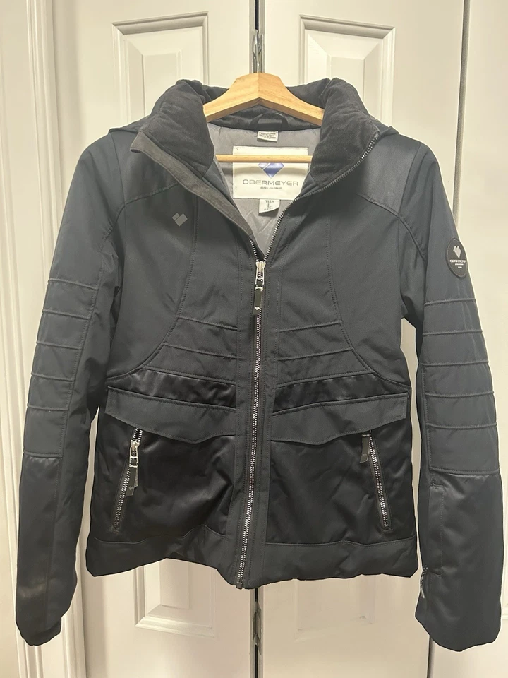 Obermeyer Adolescentes Niñas Chaqueta de Esquí Negra 14-16 Invierno Con Capucha  Foto 1 de 4
