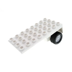 1X Lego Duplo Truck Trailer 4X8 White Wheels Silver Fire Department 5682 59135 - Picture 1 of 1