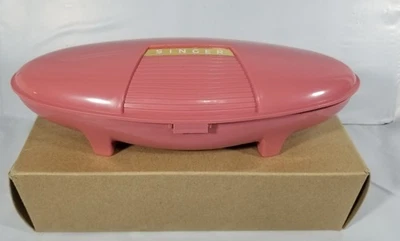Singer buttonholer 489500 with Accessories mauve red case 1960 slant needle vtg - Image 1 of 4