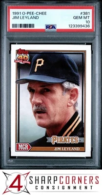 1991 O-PEE-CHEE #381 JIM LEYLAND PIRATES HOF POP 3 PSA 10 - Image 1 of 3