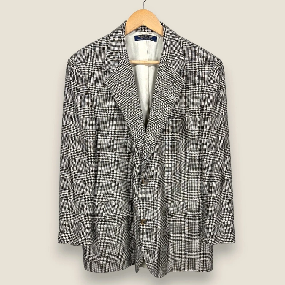 Blazer Abrigo Deportivo Brooks Brothers Vintage Pura Seda Hombres 42R Gris Negro Cuadros EE. UU. Foto 1 de 4