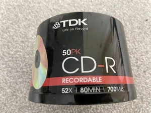 TDK 700MB 80min wrzeciono CD-R, 50pk, 52x prędkość nagrywania uszczelnione - Zdjęcie 1 z 2