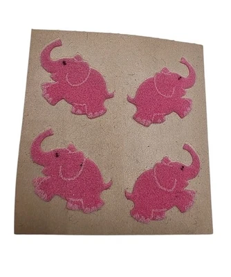 Hoja de 4 pegatinas vintage de elefante flocado difuso rosa Sandylion de los años 80  Foto 1 de 3