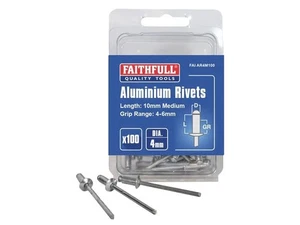 Faithfull - Aluminium Rivets 4 x 10mm Medium Pre-Pack of 100 - Picture 1 of 1