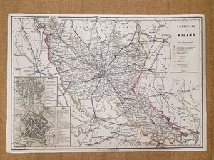 Pianta della Città di Milano Monza e Lodi 1886 F. Vallardi cm 130 x 90 Ristampa - Picture 1 of 1