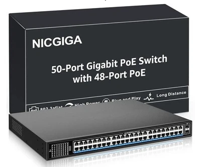 NEW48-Port Gigabit PoE Switch non gestito con 2X 50 porte | 48xPoE+400W | 2xUPLink - Immagine 1 di 4