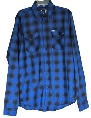 Camisa de Franela Dixxon The Circle Pit Para Hombres Talla LT Azul A Cuadros Manga Larga Perla A Presión Foto 1 de 4